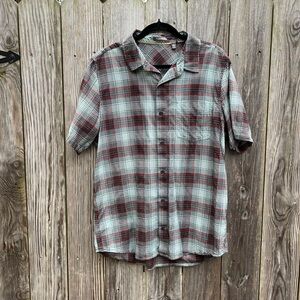 Toad & Co Plaid Short Sleeve Button Down Shirt Sz Large